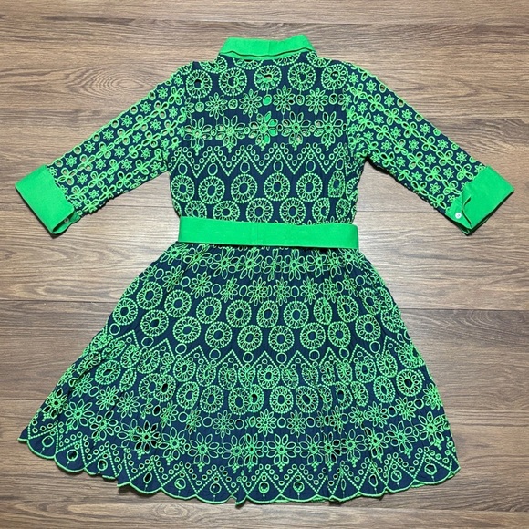 🔥🔥🔥Gretchen Scott Designs Vibrant Green and Navy Midi Dress Size: Small🔥🔥🔥 - Picture 3 of 5